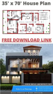 35x70 House Plan | 10 Marla House Map