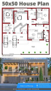 10 Marla House Design | 50x50 House Plan