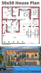 50x50 House Plan | 10 Marla House Map