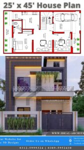 25x45 House Plans | 5 Marla House Map