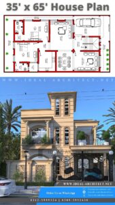 10 Marla House Map | 35x65 House Plan