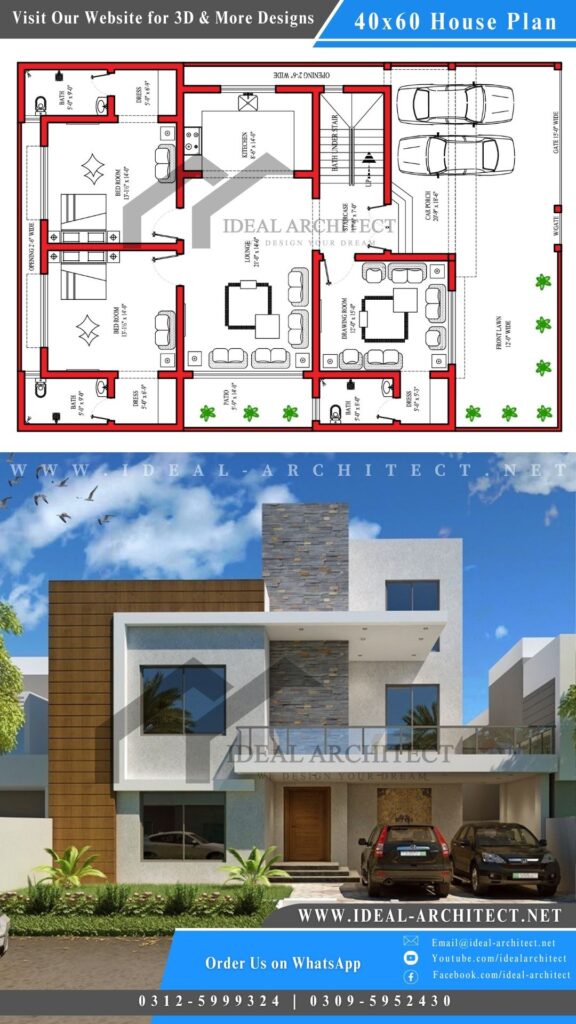  40x60 10 Marla House Plan Design