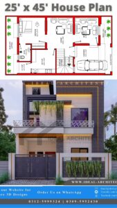 25x45 House Plans | 5 Marla House Map