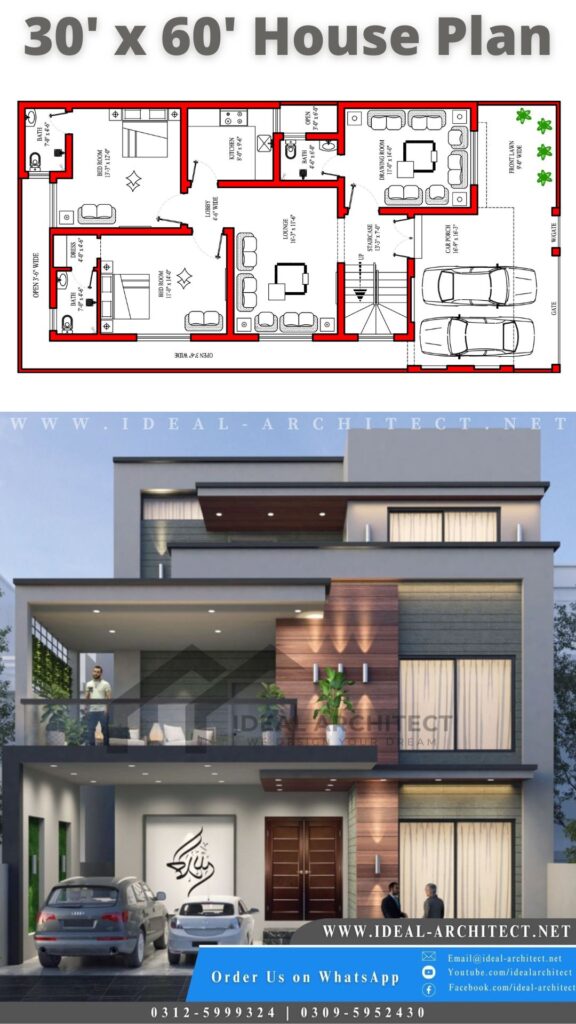 30x60 House Plans | 8 Marla House Design