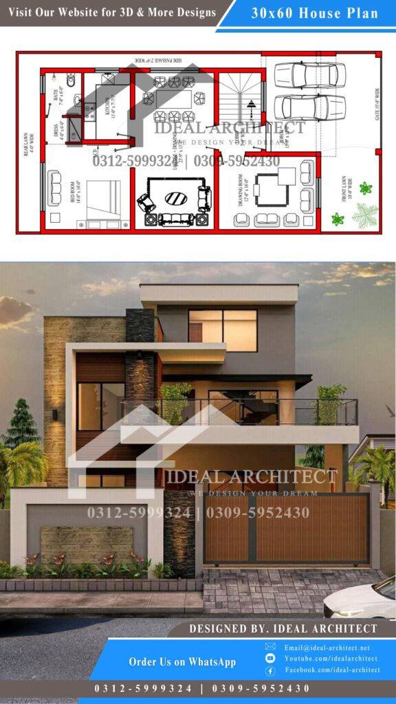 30 * 60 House Plan | 8 Marla House Plan