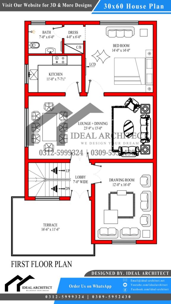 30x60 House Plan or 8 Marla House Design