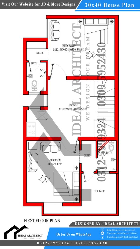 3 Marla House Plan 