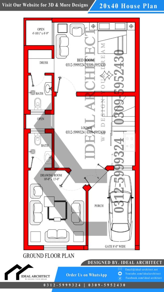 3 Marla House Plan | 20 * 40 House Plan